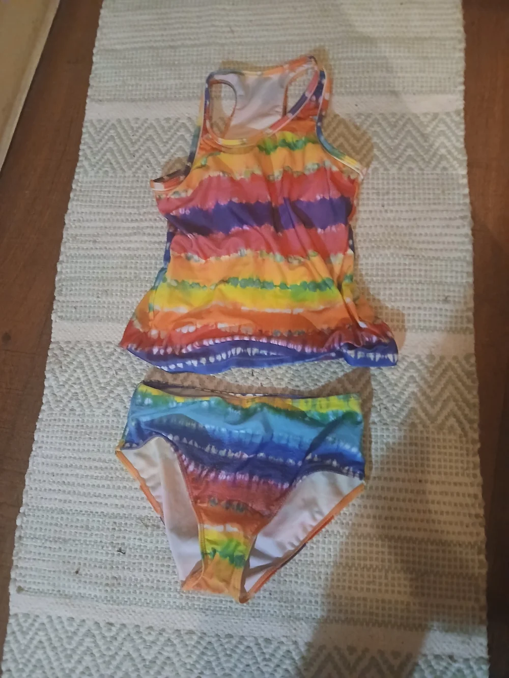 Kids Rainbow Tie-Dye Tankini Swimsuit - Multicolor